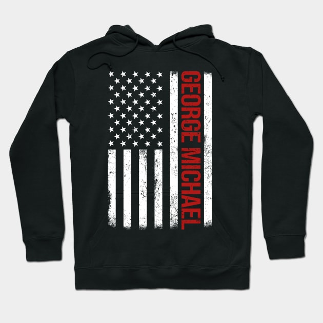 Graphic George Michael Proud Name US American Flag Birthday Gift Hoodie by Intercrossed Animal 